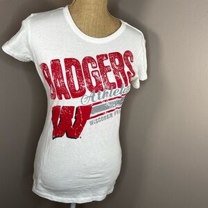 Badgers Athletic Women's White and Red Tee